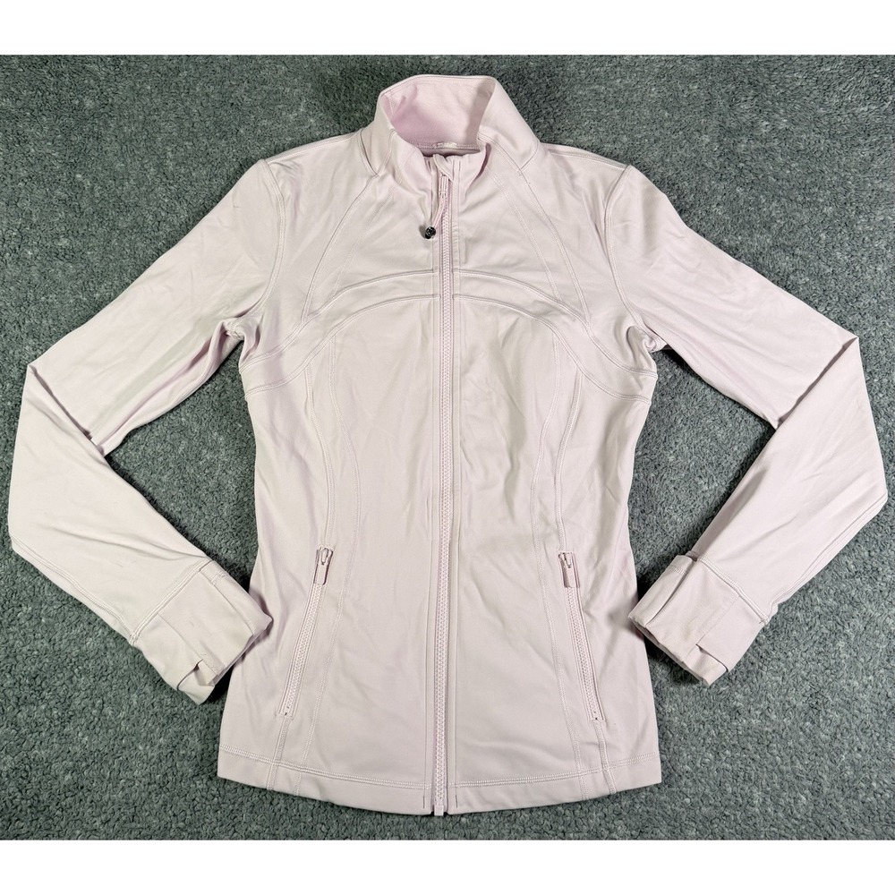 Lululemon Define Jacket Nulu Size 8 Light Pink Thumb Holes Zip Pockets W4CAFS